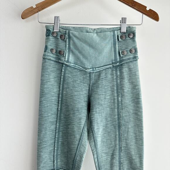Free People Catch Me If You Can Leggings XS Moto Snap Button Cotton Patchwork - Picture 2 of 13